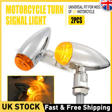 Pair Chrome Bullet Metal Motorcycle Motorbike Turn Signal Light Indicator Amber