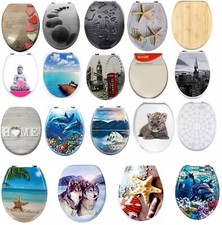 Toilet Seat Resin MDF Novelty Design Toilet Seats Strong Silver Hinges Bathroom