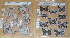 Tim Holtz Stampers Anonymous Flutter & Crazy Cats Rubber Cling Stamps NEW  #