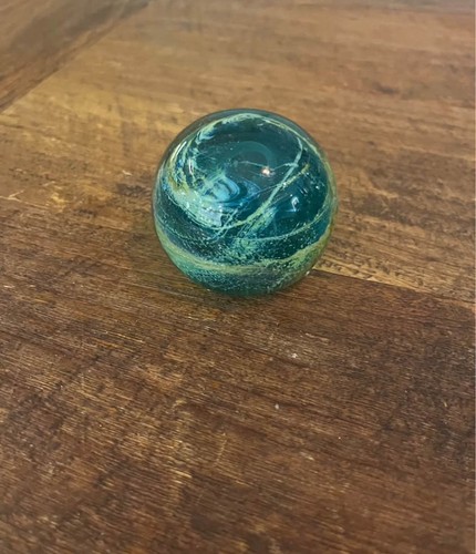 Mdina glass paperweight - glass, blue
