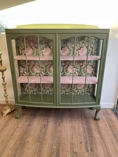 AVAILABLE - Olive Green Large Drinks Cocktail Art Deco Pink Cabinet