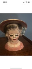 1950s Vintage Ceramic Pottery Lady Head Vase