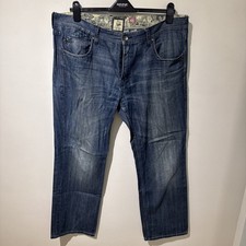 Mantaray Classic Distressed Effect Blue Denim Straight Leg Jeans 40 waist 30 leg