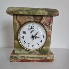 Green Onyx AHS Mega Quartz  Mantle Clock. Made in Germany - 5"