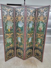 Vintage Hand-Painted 4-Panel