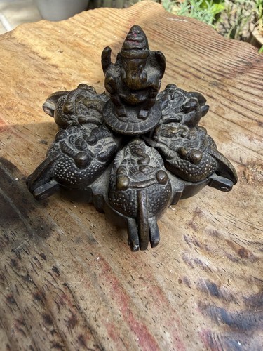 Antique brass indian kumkum - brass,