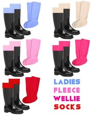 Ladies Womens Fleece Wellie