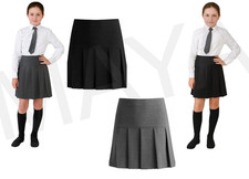Girls All Round Pleated School Skirt Side Zip Girls School Uniform Round Waist