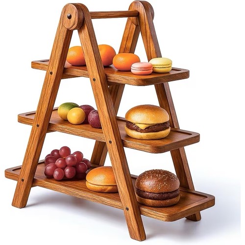 Tier wooden serving - wooden, platter