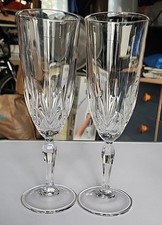 Pair Of Italian RCR 24% Lead Crystal Champagne Flutes VGC