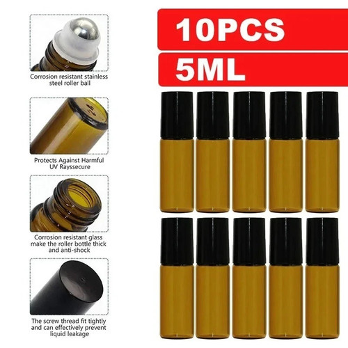 10ml 10pc roller bottles amber - 10pc,