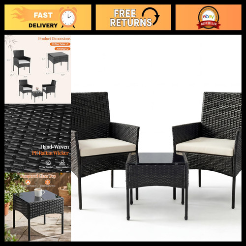 Piece outdoor wicker - 3-piece, bistro