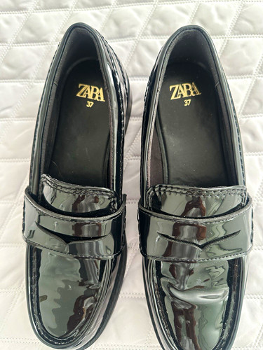 Zara black patent leather - black,