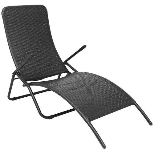 Sunlounger poly rattan folding - poly,