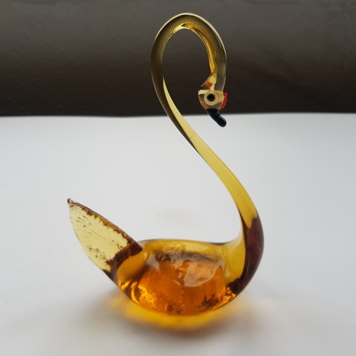 Murano amber glass swan bird