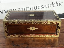 Victorian Boulle Writing Box With Fitted Interior, Secret Drawers.