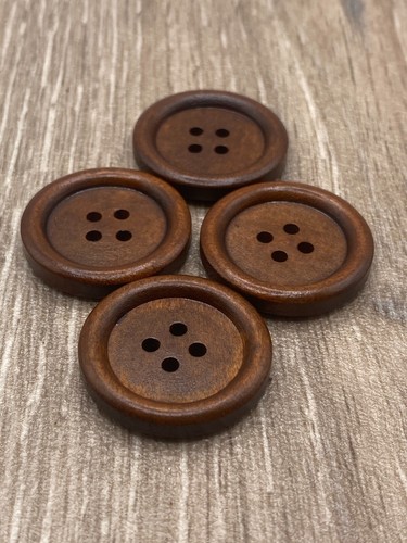 25mm large round brown wooden - brown,