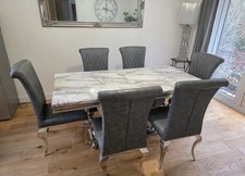 Solid Marble Dining Table And 6 Chairs - Excellent Condition
