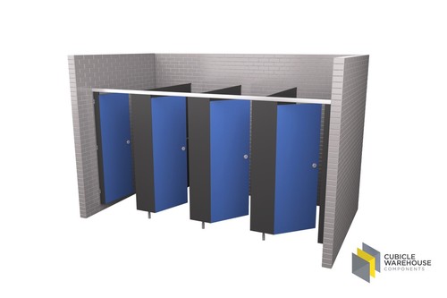 Quad enclosed toilet cubicle - toilet,