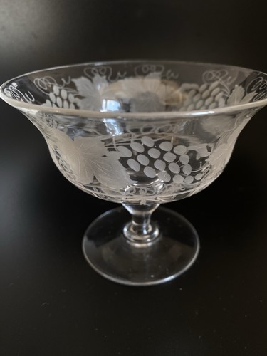 Antique etched glass - etched, comport