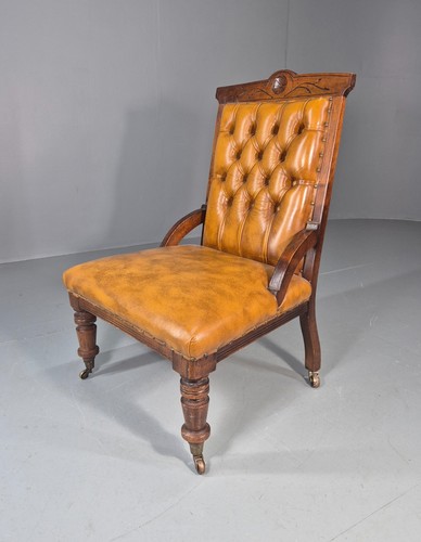 Antique library chair deep - library,