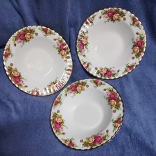 Set Of 3 Royal Albert Old Country Roses Rimmed Soup Bowls 8”