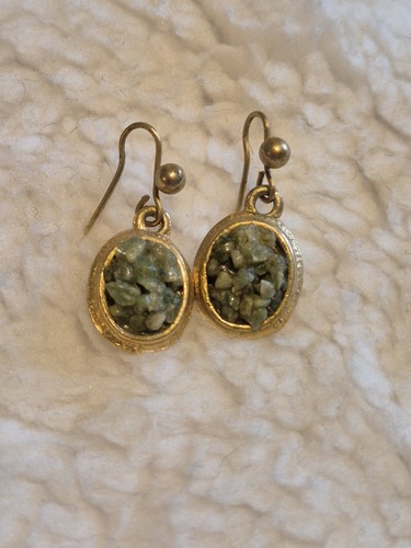Vintage jade chip - jade, earrings