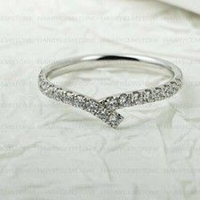 Moissanite Round Cut Engagement Wedding Band Knot Ring in 14k White Gold Plated