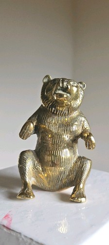 Rare vintage brass bear figure - bear,