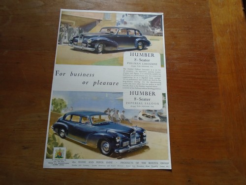 Vintage advert humber - advert:,
