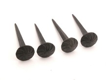 3" Iron Nails 4pcs Hand Forged Black Antique Rustic Round Head Iron Nails Set