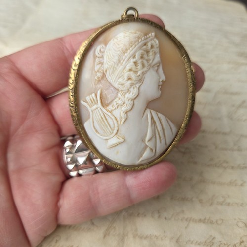 Large cameo antique pendant - cameo,