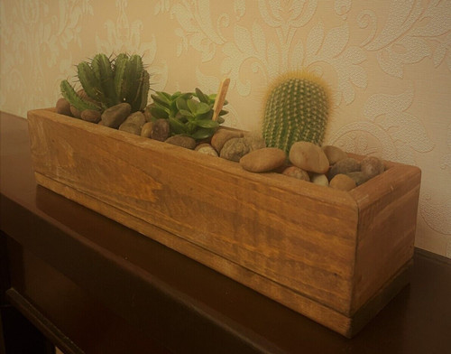 Wooden succulent planter box - wooden,
