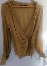 Zara Wrap Over Top. Khaki Gold
