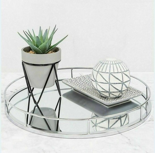 New silver round mirror base - new,