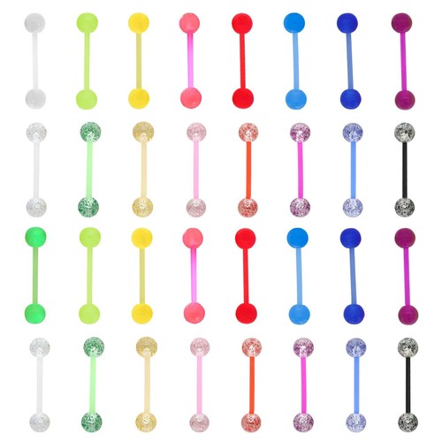 Tongue rings plastic clear - tongue,