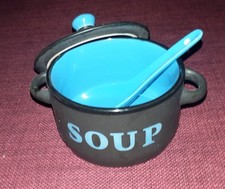 Soup Bowl With Spoon Lid Blue