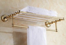 Gold Brass Towel Bar Rail Rack Holder Shelf Rod Bathroom Wall Mounted yba601