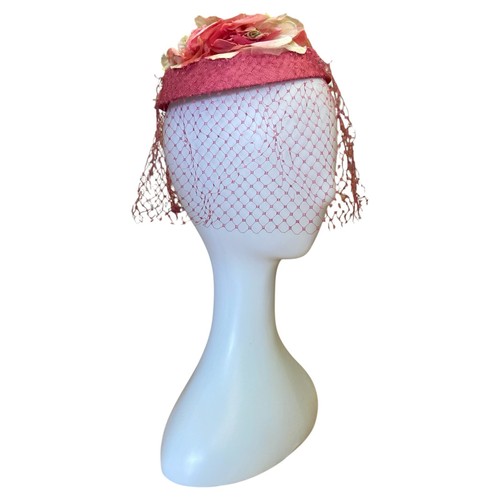 1950s pink floral fascinator - pink,