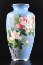 F7543: XF Japanese Metal Cloisonne-ware Flower inlay-shaped FLOWER VASE Ikebana