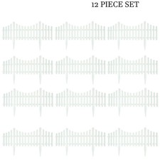 White Garden Border Picket Fencing Flexible Plastic Lawn Flower Bed Edging Fence