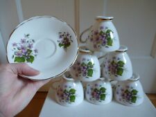 Set of 6 Matching Vintage Royal Sutherland Fine Bone China Tea Cups and Saucers