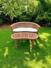 Teak Banana Curved Garden Bench Extra Thick (Deluxe) Horizontal & Coffee Table