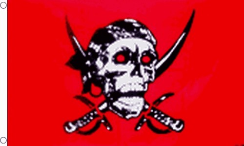 Red skull pirate flag 3x2 - red,