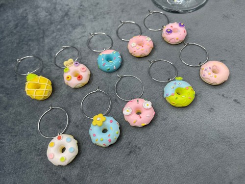 Donuts wine glass charms - wine,