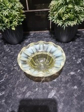 Early 20th Century Opalescent Vaseline Glass Ruffled Bowl