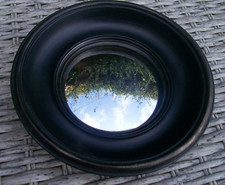 CLASSIC ANTIQUE DESIGN ROUND PORTHOLE CONVEX WITCHES FISHEYE MIRROR BLACK FRAME