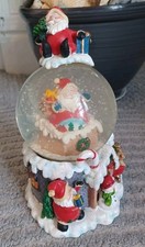 Vintage Musical Christmas Snow Globe "We Wish You A Merry Christmas" Boxed 