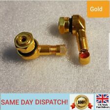 2pc CNC Motorcycle 90 Degree Angle Wheel Tire Tubeless Valve Stem Aluminum- Gold