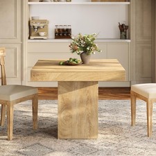 quare Dining Table for 4, 100 cm Farmhouse Small Kitchen Dinner Table with Base